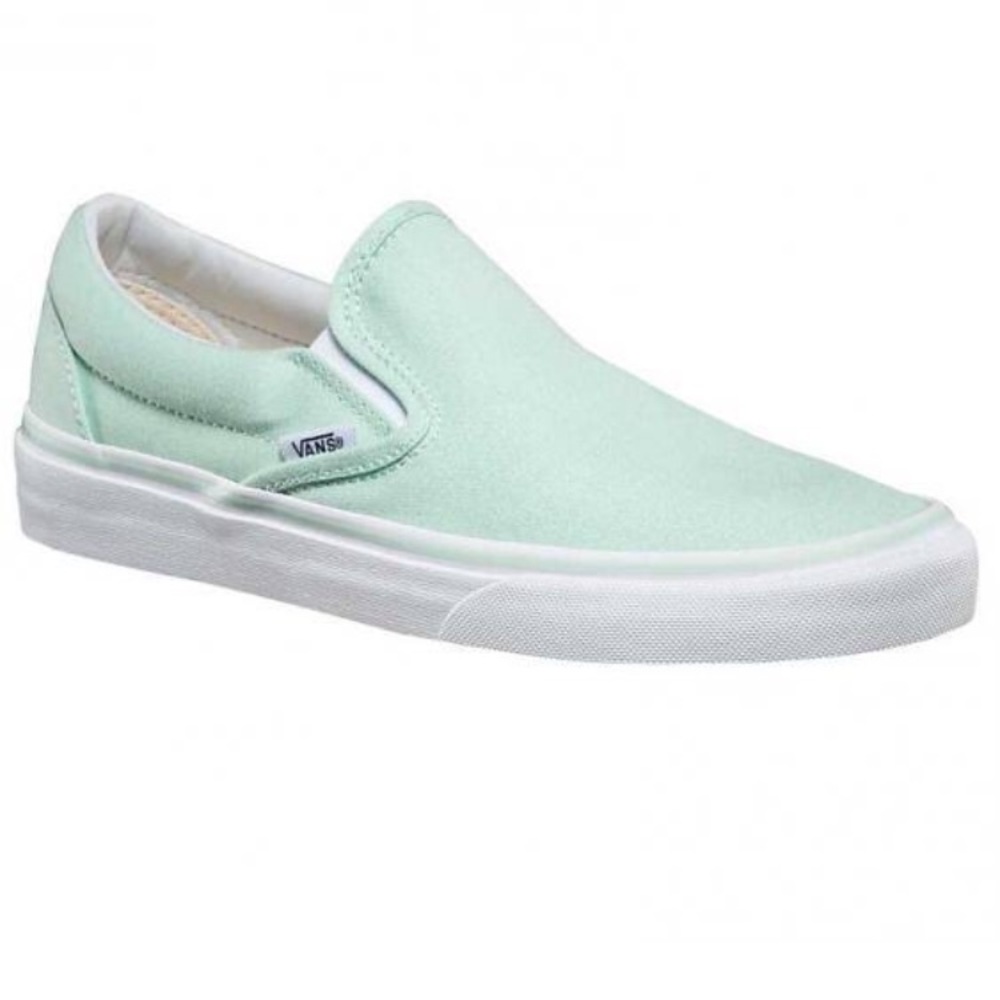 very hint mint green slip on woman’s vans